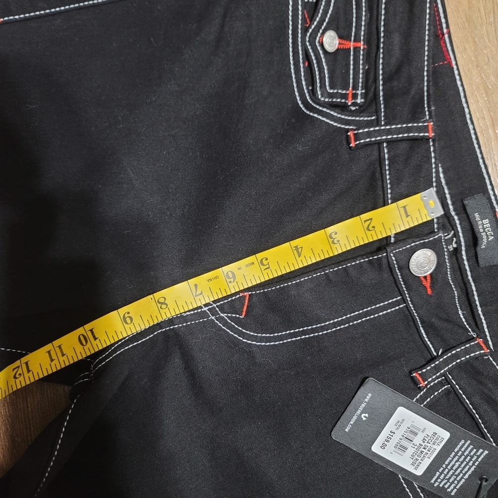 NWT True Religion Becca Mid Rise Bootcut Jeans Black Rinse Size 31 - Picture 6 of 8